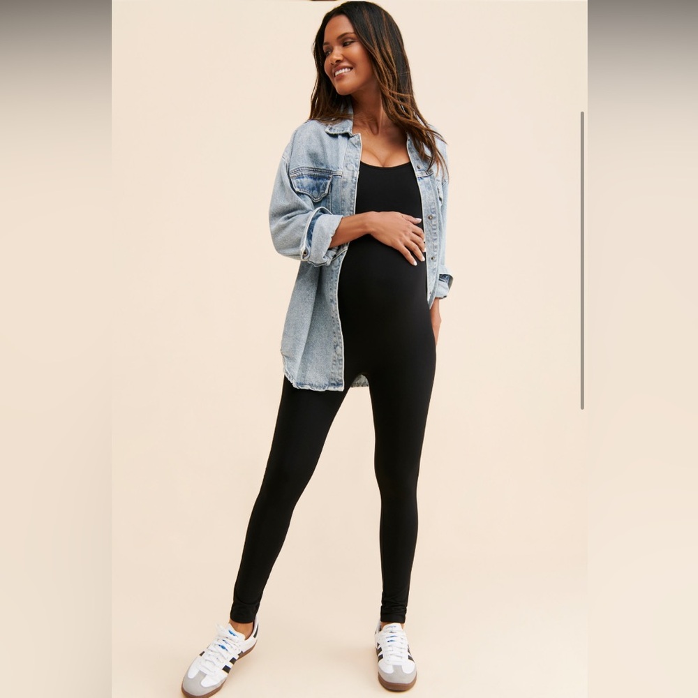 Hatch Black Maternity Skinny Leg Unitard